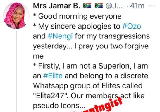 Elite Apologizes After Accusing Laycon And Nengi Of Having An Affair Elite Apologizes After Accusing Laycon And Nengi Of Having An Affair