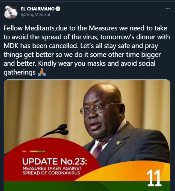 Medikal Cancels His Dinner With 50 Lucky Fans – Here’s WHY