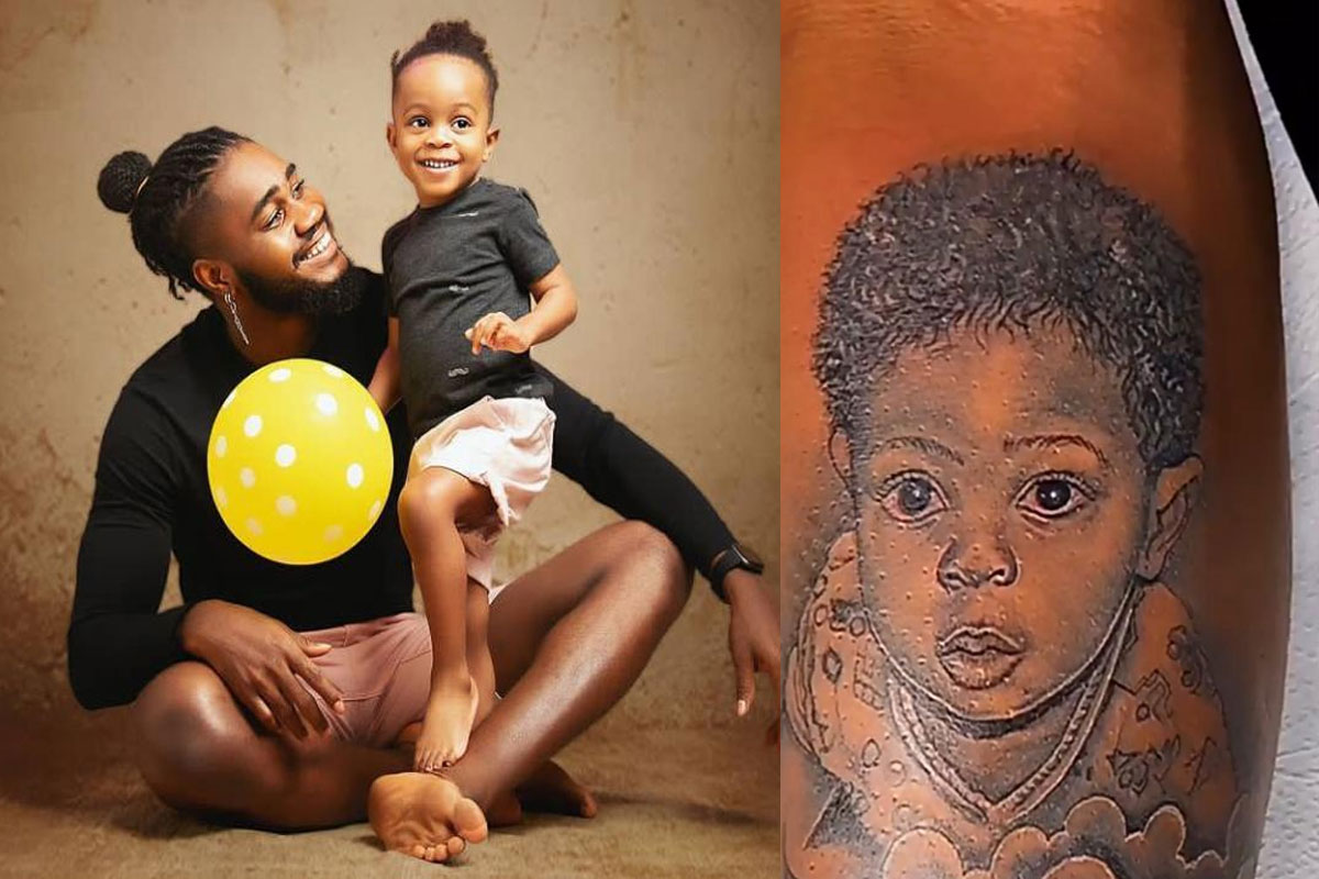 Watch Adorable Moment Praise’s Son, Jamie Saw His Face Tattooed On His Father’s Arm