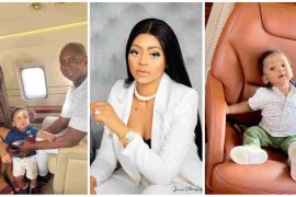 Regina Daniels, Ned Nwoko And Their Son Captured Having A Family Time In Their Private Jet