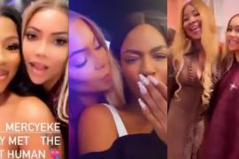 BBNaija 2021: Maria Meets Former BBN Housemates, Erica, Tolanibaj, Venita, At Mercy Eke’s Clothing Shop Opening (Videos)