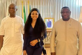 Regina Daniels & Husband, Ned Nwoko Meets President Of Sierra Leone