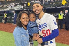 Mookie Betts, Brianna Hammond and their daughter
