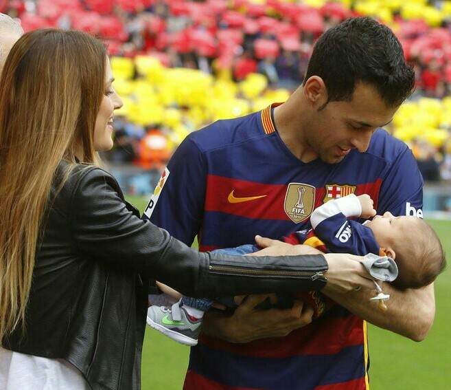 Sergio Busquets, Elena Galera Moron, and Enzo Busquets