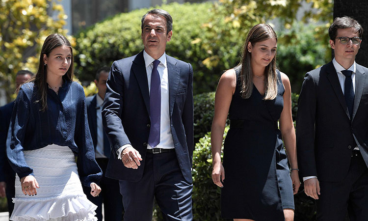 Kyriakos Mitsotakis and his children