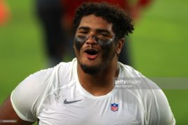 How many sacks has Tristan Wirfs allow? What team does Tristan Wirfs play for?