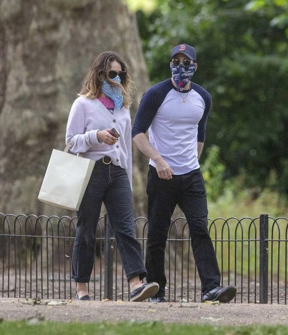 Lily James and Chris Evans