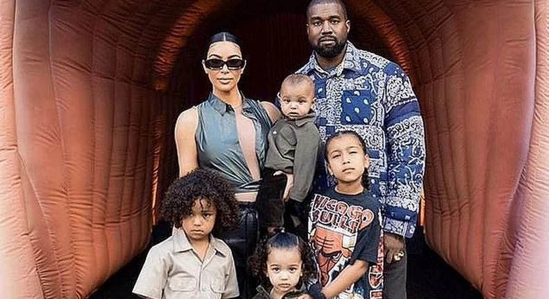Kanye West, Kim Kardashian, and their children