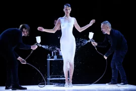 What was sprayed on Bella Hadid?