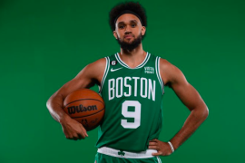 When did Derrick White have a baby? What did Derrick White name his son?
