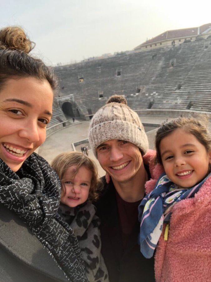 Marten de Roon with his wife and kids