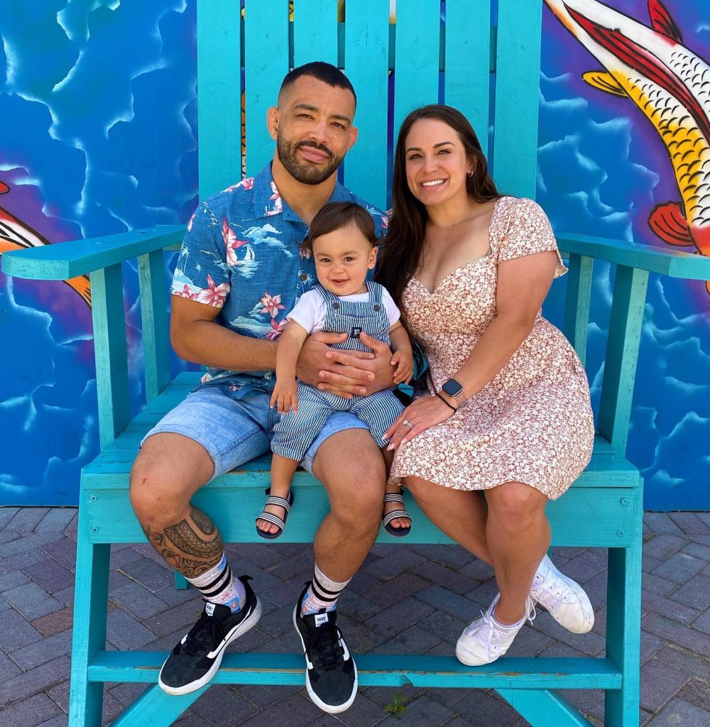 Dan Ige, Savannah Ige, and their son