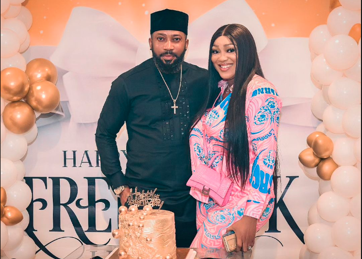 Frederick Leonard stunned as wife Peggy Ovire organizes birthday party for him