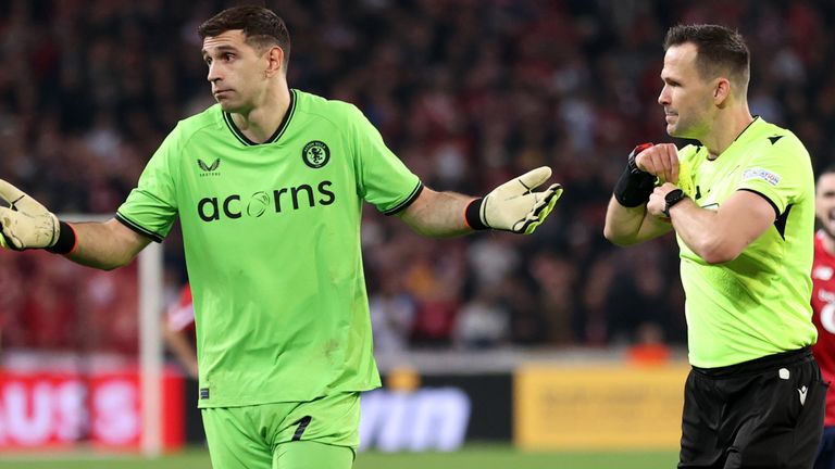 Emi Martinez Suspended Following Europa Conference League Yellow Card Incident