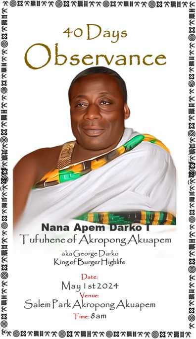 40-Day Memorial Observance for the Late George Darko Set for May 1st