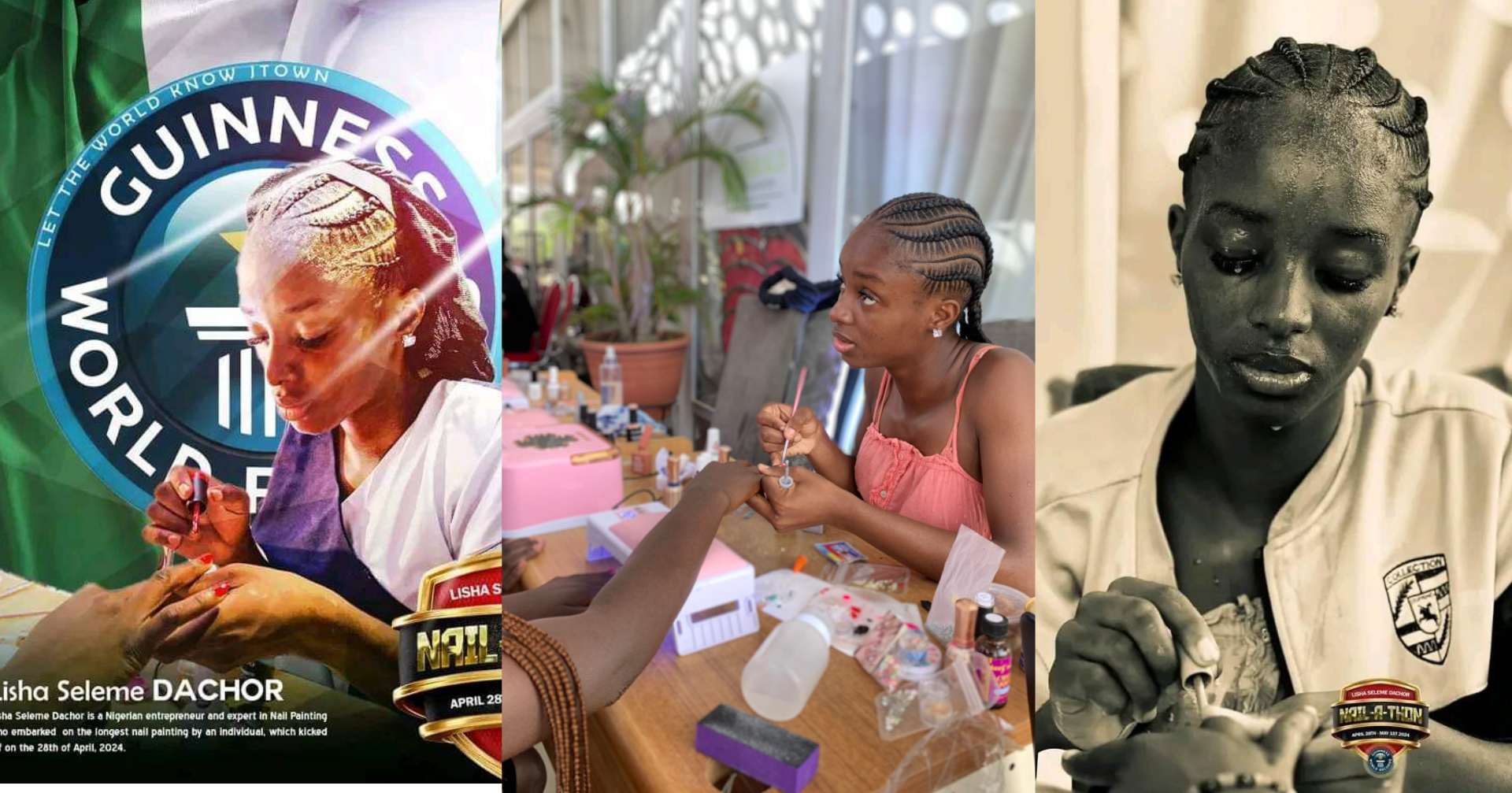 Lisha Seleme, Attempts a 3-Day Nail-A-Thon to Break Guinness World Record