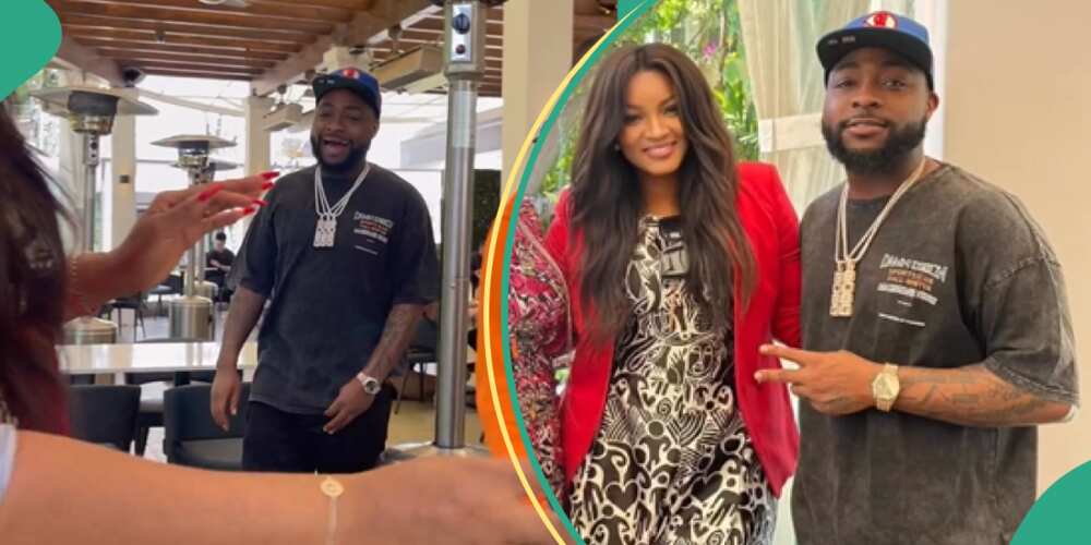 Omotola Jalade and Davido Share Warm Hug During Their Meetup