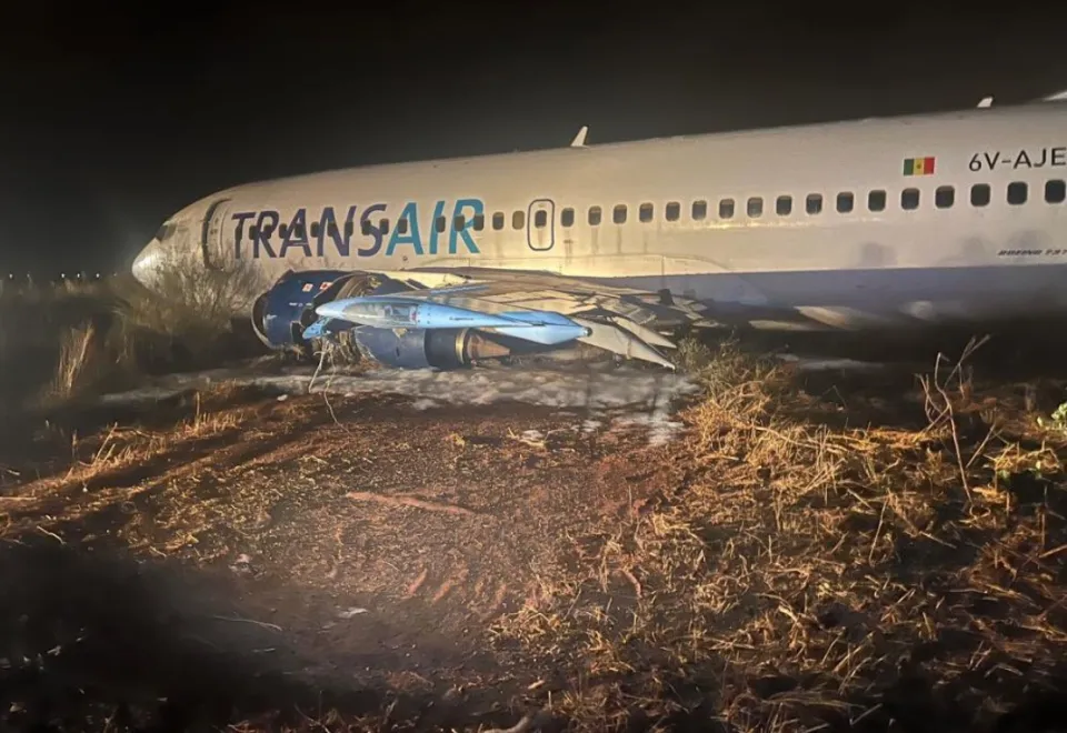 Boeing 737 Carrying 78 Passengers Skids Off Runway and Catches Fire at Dakar Airport in Senegal