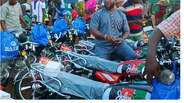 Former NIB Bank CEO Donates 18 Motorbikes to 9 NDC Orphan Constituencies in Northern Ghana