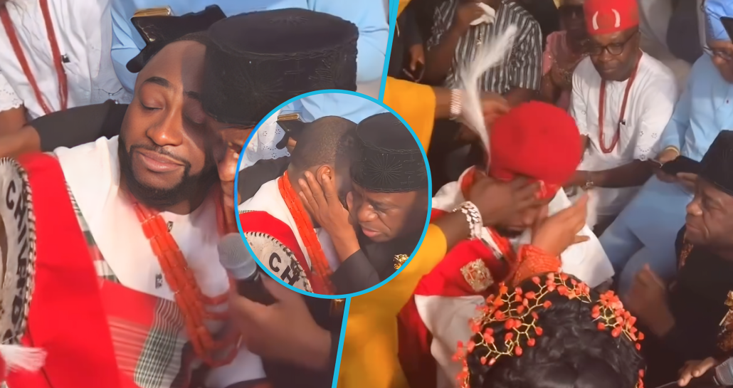 Davido In Tears as He Receives Blessing from Chioma’s Father at Traditional Wedding Ceremony