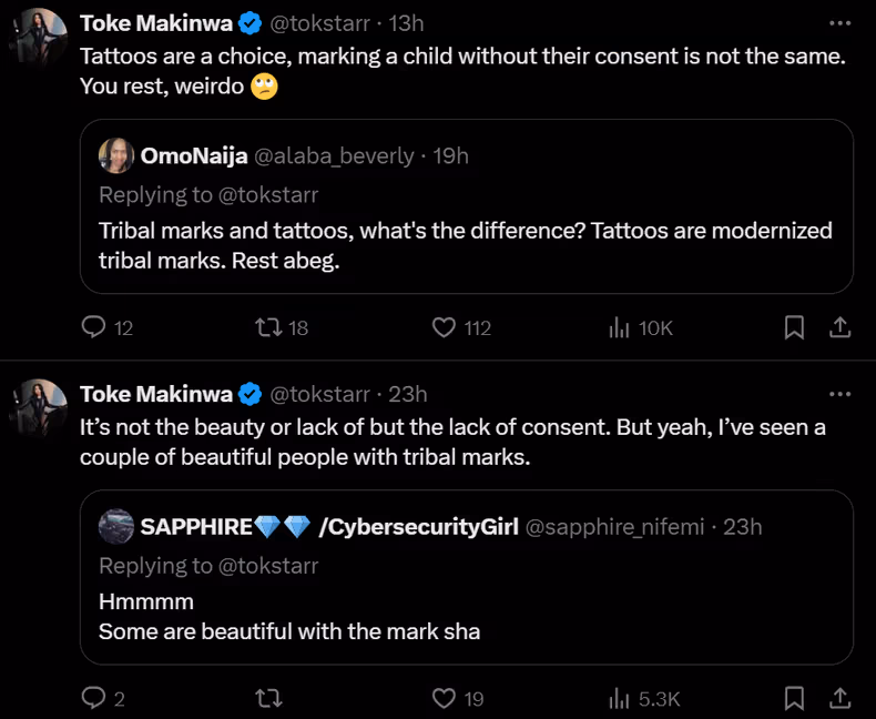 Putting Tribal Marks on a Child is Evil – Toke Makinwa