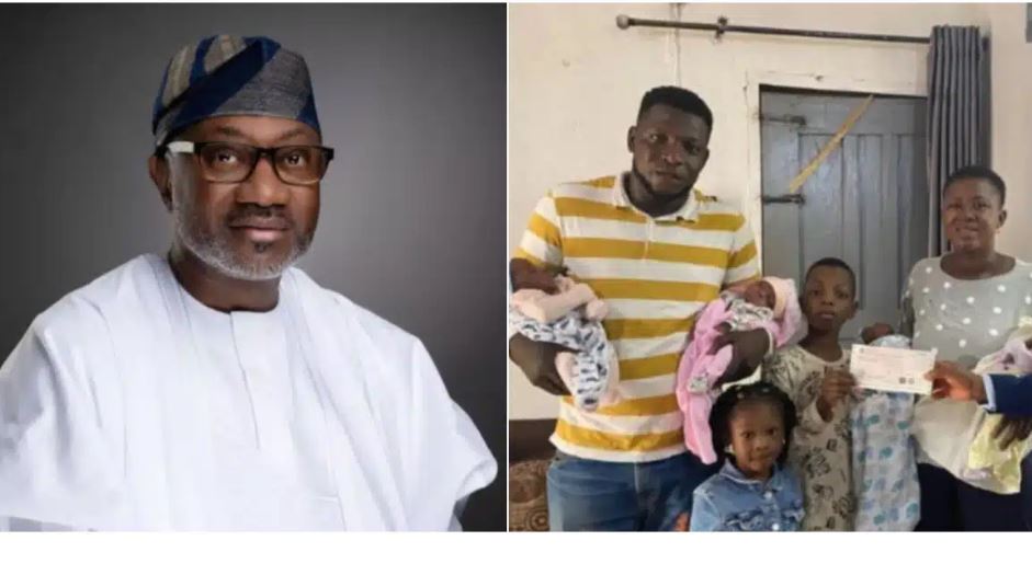 Femi Otedola Donates N5 Million and Scholarships to Parents of Viral Quadruplets