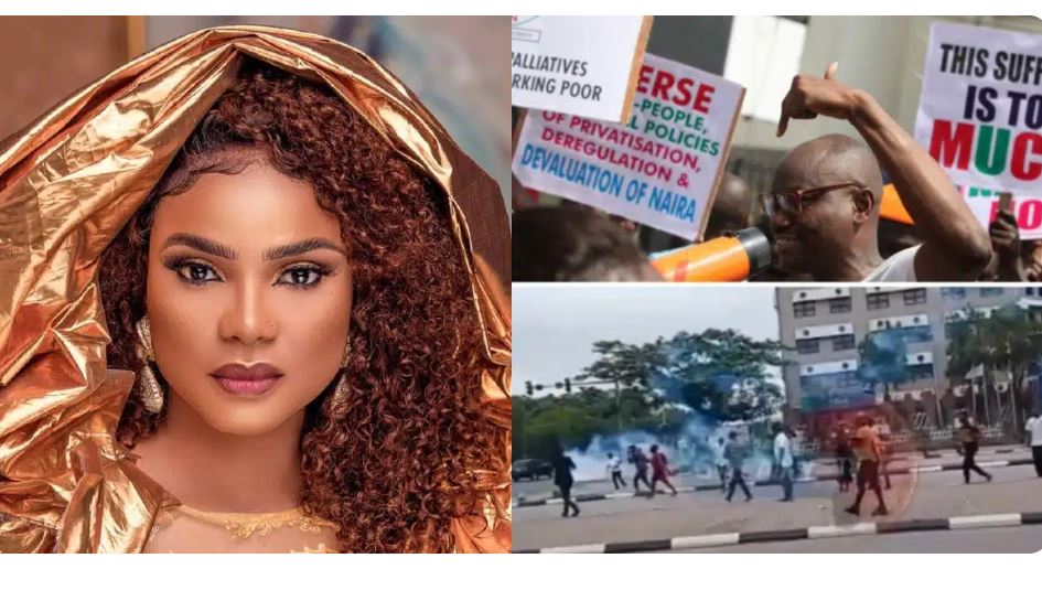 Iyabo Ojo Laments as Teargas Disrupts Nationwide Protests