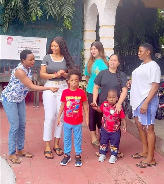 Regina Daniels Joins Viral ‘Just Gimme My Money’ Challenge and Pranks Her Son Munir